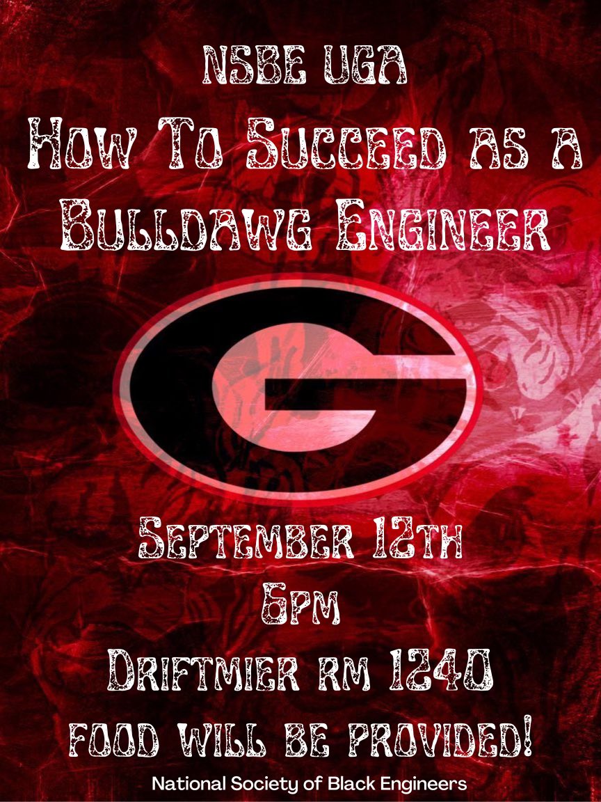 Come out and join NSBE at our second General Body meeting! Great opportunity to meet people and learn how to succeed as an Engineer!📝

Don’t forget to follow us on ig 
<a href="/nsbeuga/">UGA 🛠 NSBE</a>