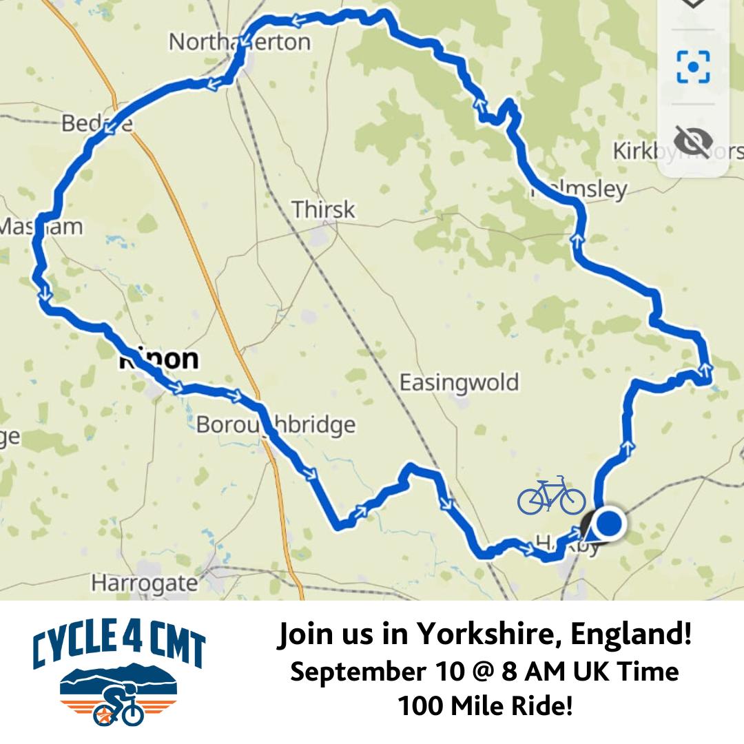 DrBiol's tweet photo. The first Yorkshire Cycle 4 CMT starts at 8am tomorrow.
100 miles
4,550ft of hills
7 hours in the saddle (ouch!)
🚴♀️ Raising awareness and funds for CMT research. Support Team CMT Century here
https://t.co/9zNNAO65Nu
#Cycle4CMT
#CMTAM22
#1in2500
#CMTAwareness
#TeamCMTCentury https://t.co/L5xWecQEsH