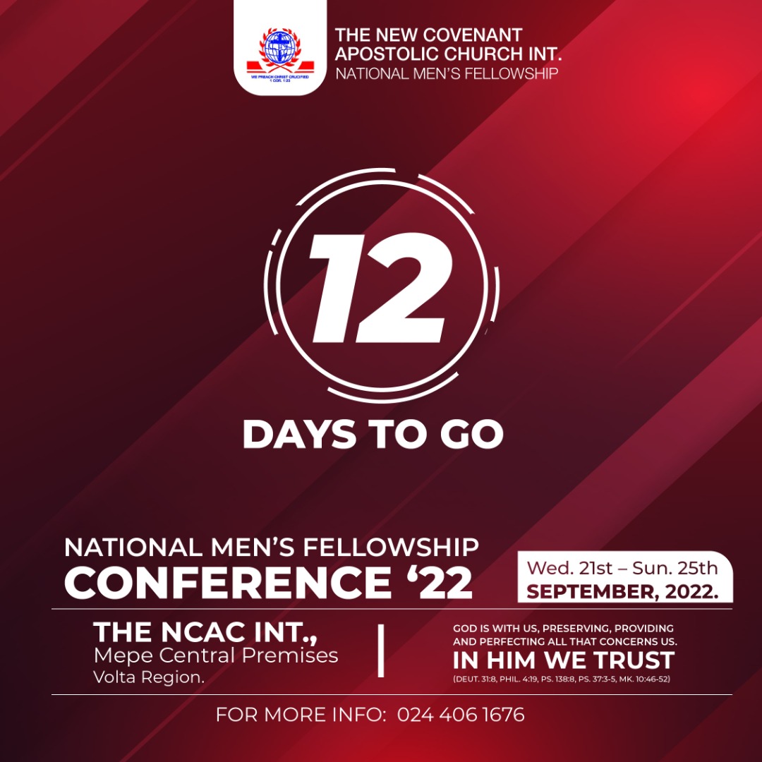 TheNCACI's tweet photo. 1๏ธโฃ2๏ธโฃ days more๐ฅณ๐ฅณ
Men, Arise to build
Men ,We are matching forward,
Men , We are the pillar and Glory of God.
MEPE Get ready for our gallant men ๐๐๐พโโ๏ธ๐ค๐ฅ
#InHimWeTrust
#Mens'Fellowship
#TheNCACInt https://t.co/DOWAOEhyyn