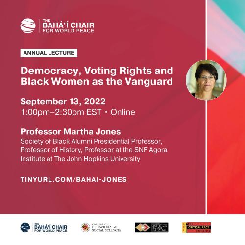 bsosumd's tweet photo. If you missed the @BahaiChair's event from earlier this week, consider attending next Tuesday's annual lecture by @JohnsHopkins Professor @marthasjones_, which will center on how debate rather than progress has best characterized American democracy: https://t.co/iX1UBhMoDI https://t.co/CDnq7OoCXu