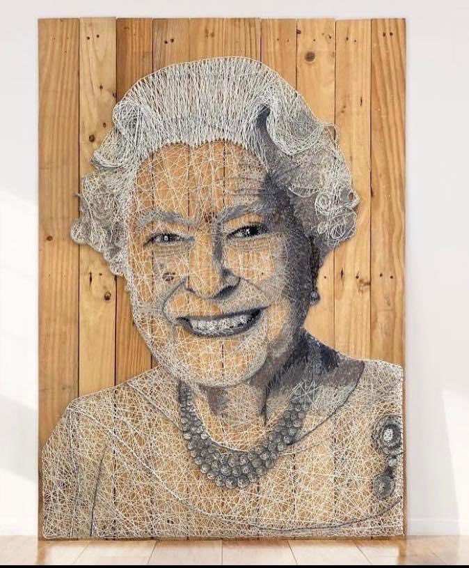 VeronikCostache's tweet photo. My nephew Andrei has never lived in the UK.
He is Romanian yet he wants to pay a tribute to our Queen!
He made a picture from nails and thread.

Rest in Pace Your Majesty

#QueenElizabeth #TheRoyalFamily #TheRoyals https://t.co/mtSp2t0oqC