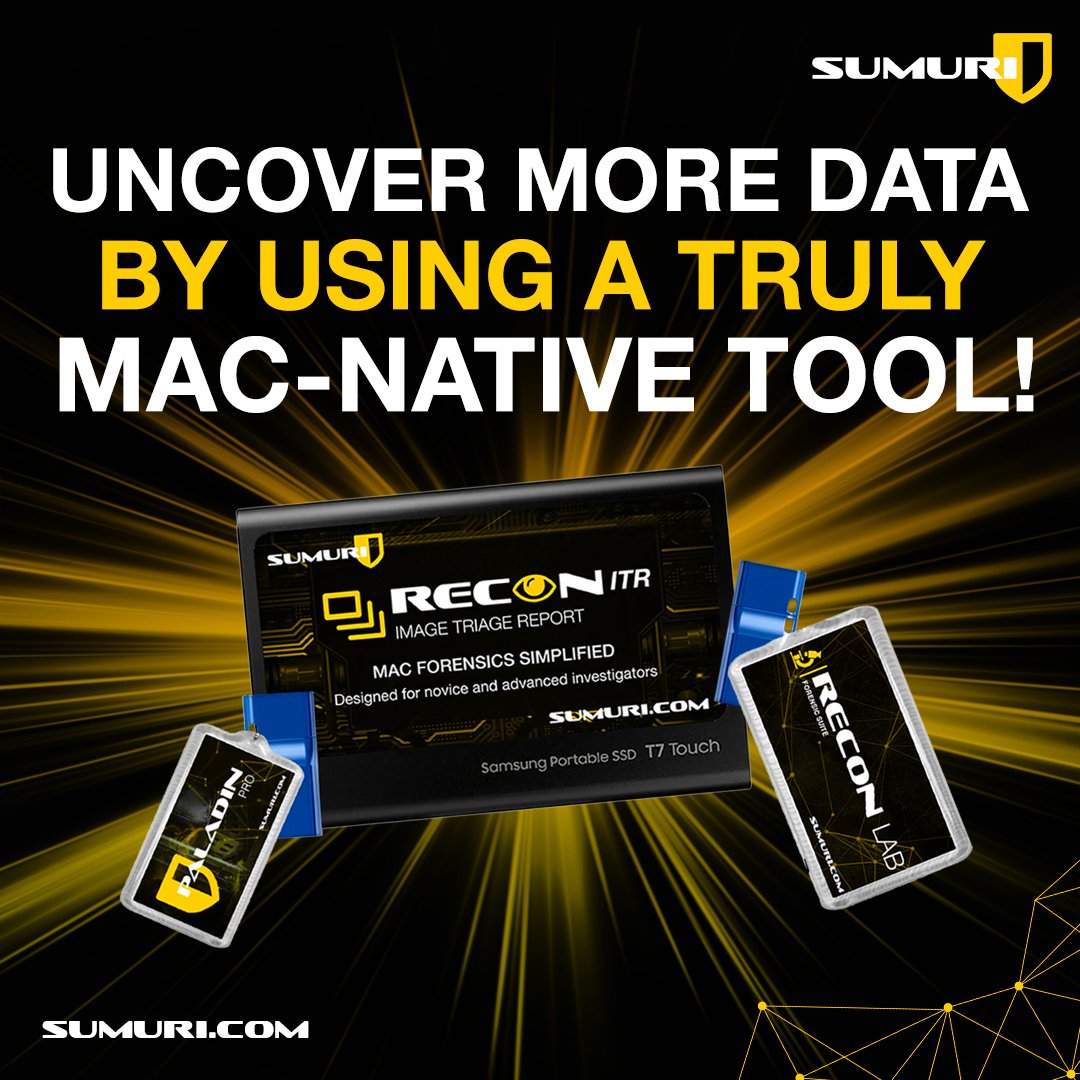 SUMURIForensics's tweet photo. Tune into our video where Chris from the SUMURI software team shows what data you're missing by using non-native forensic tools!
Remember, if you're doing Mac Forensics, it's got to be RECON.
#SUMURI #mac #apple #macintosh #RECONITR #RECONLAB #NewFeature #forensicssimplified https://t.co/72FHwuve8G