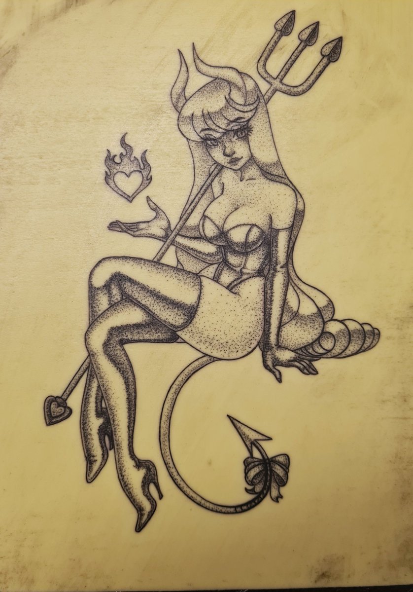 Nellons_'s tweet photo. Kadence practice tattoo finished!! #nellonsart #nellonsocs #nellonstats #demoness #tattooapprentice https://t.co/E7KL6pY2B6