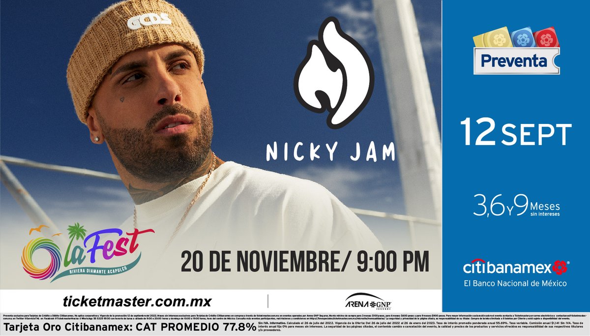 ¡La espera terminó! 😎🔥💥

Nicky Jam en el marco del festival OlaFest Acapulco este próximo 20 de noviembre. 

🎫 Preventa Citibanamex 12 de septiembre 2022.