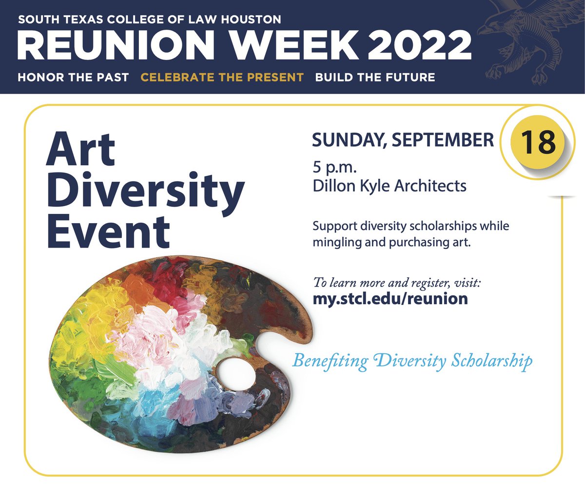 STCL_Houston's tweet photo. Support diversity scholarships while mingling and enjoying incredible art!
To get tickets: https://t.co/bqrOQ29uDG
#stcl100 #reunionweek https://t.co/0r9mLn5h4h