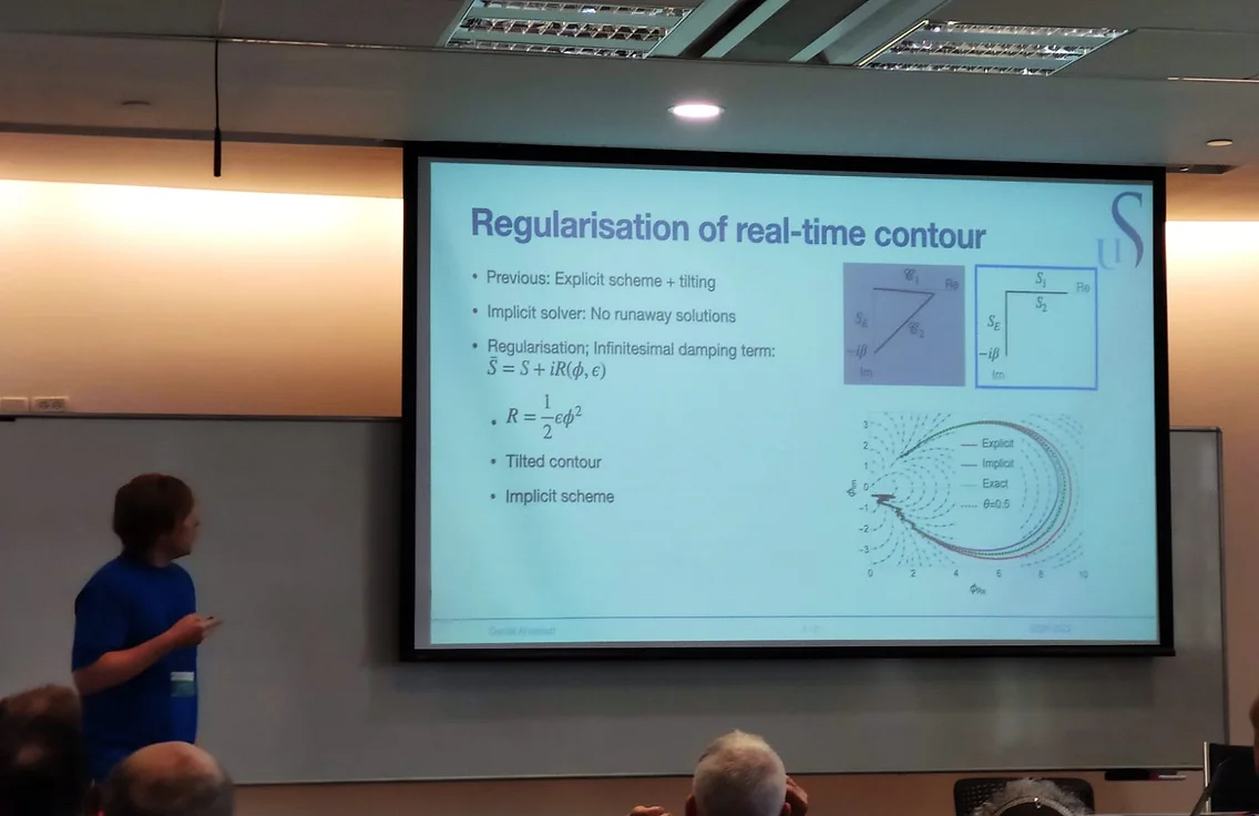 UiSIMF's tweet photo. Our PhD student Daniel Alvestad is in Israel this week for #SIGN22, the 8th Intl. Workshop on the #SignProblem @TelAvivUni. In his talk he presented his latest research on novel simulation strategies for quantum systems which defy standard simulation strategies. @forskningsradet https://t.co/hjk8gzqRc3