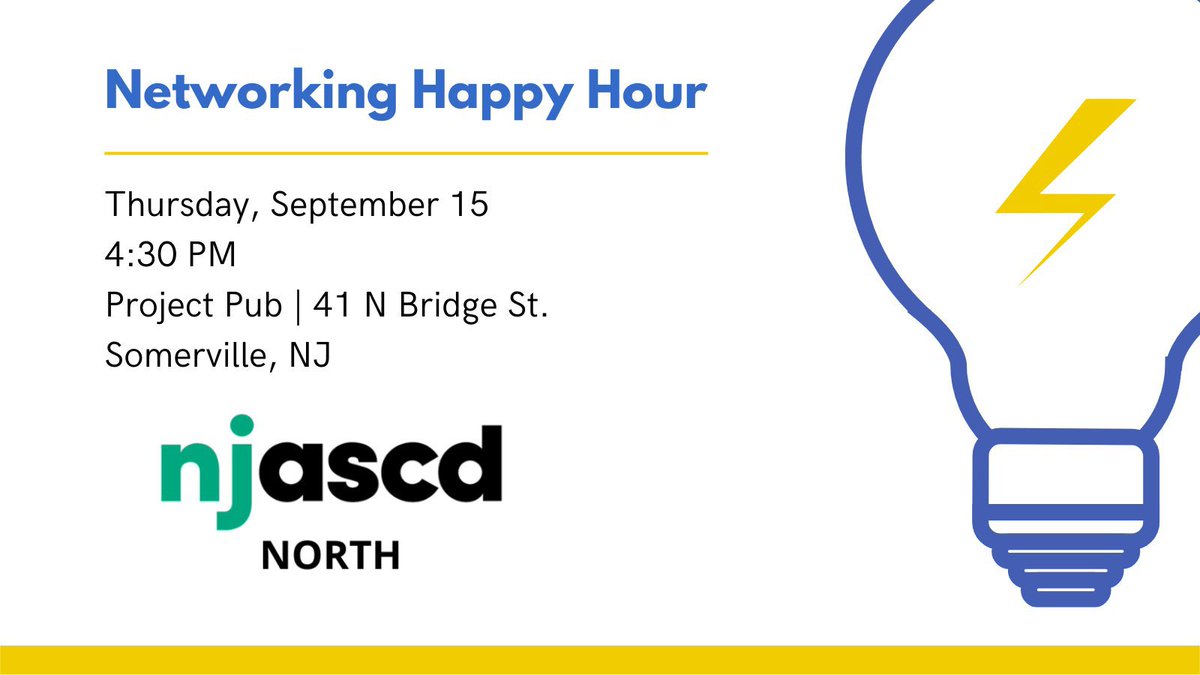 Our Networking Happy Hour is less than a week away! All are welcome!! #whynjascs #education #networking