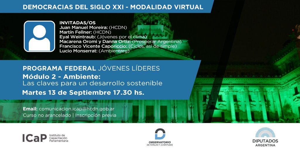 icaphcdn's tweet photo. 🛎Te invitamos a participar a esta clase del curso de Jóvenes Líderes:
🌳"Ambiente: las claves para el desarrollo sostenible"
📆Martes 13 de septiembre a las 17.30hs

Inscribite acá 👉 https://t.co/yIoBsVodna https://t.co/CdqwTNi8Pl
