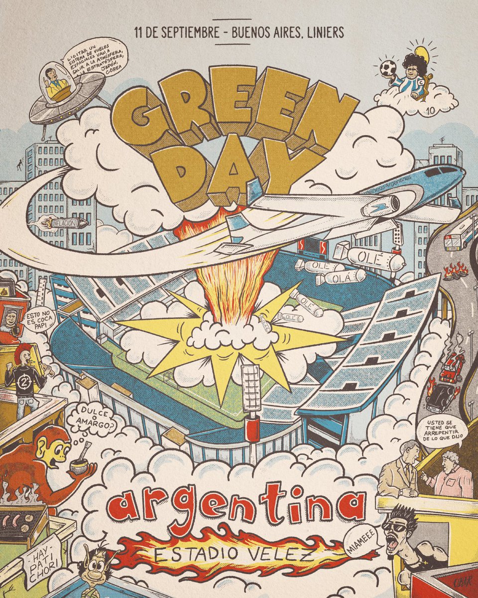 RecitArg's tweet photo. ⌛En solo unos días @GreenDay  estará detonando @Velez con #BillyIdol de invitado especial!
🖼️ Mientras esperamos, te dejamose éste #Dookie argento para que lleves la manija a niveles insospechados. ¿Qué te parece la recreación?

🖌️ Arte por @ober_77 https://t.co/DBrsCcHAmi