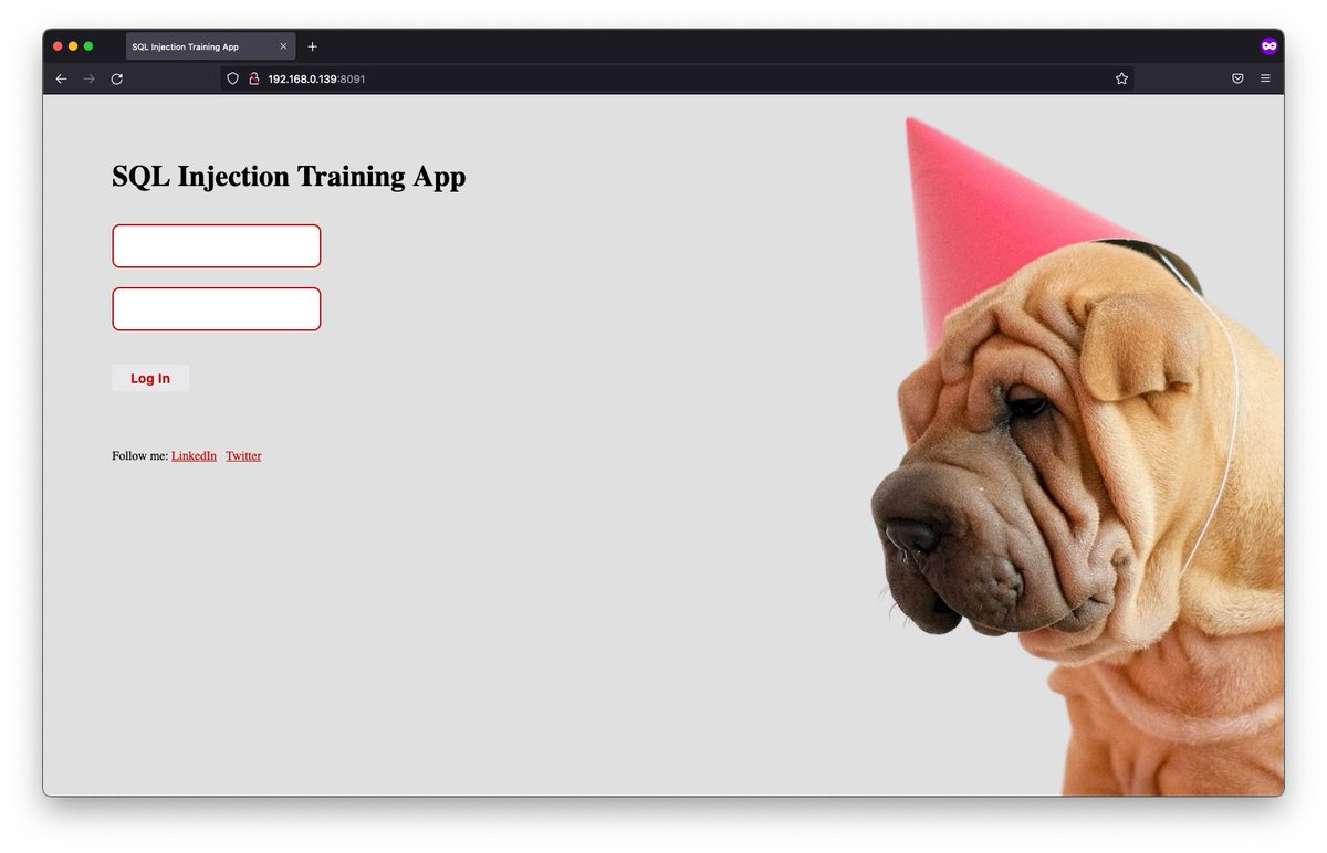 NationalCyberS1's tweet photo. SQL Injection Training App:- Application with SQL Injection vulnerability and possible privilege escalation. 

Link:https://t.co/RvWW08pk0x

#hacking #bugbountytips #informationsecurity #cybersecurity #infosec #cybersecuritytips #Ethicalhacking #Pentesting #tech https://t.co/iRPXH9Axq7