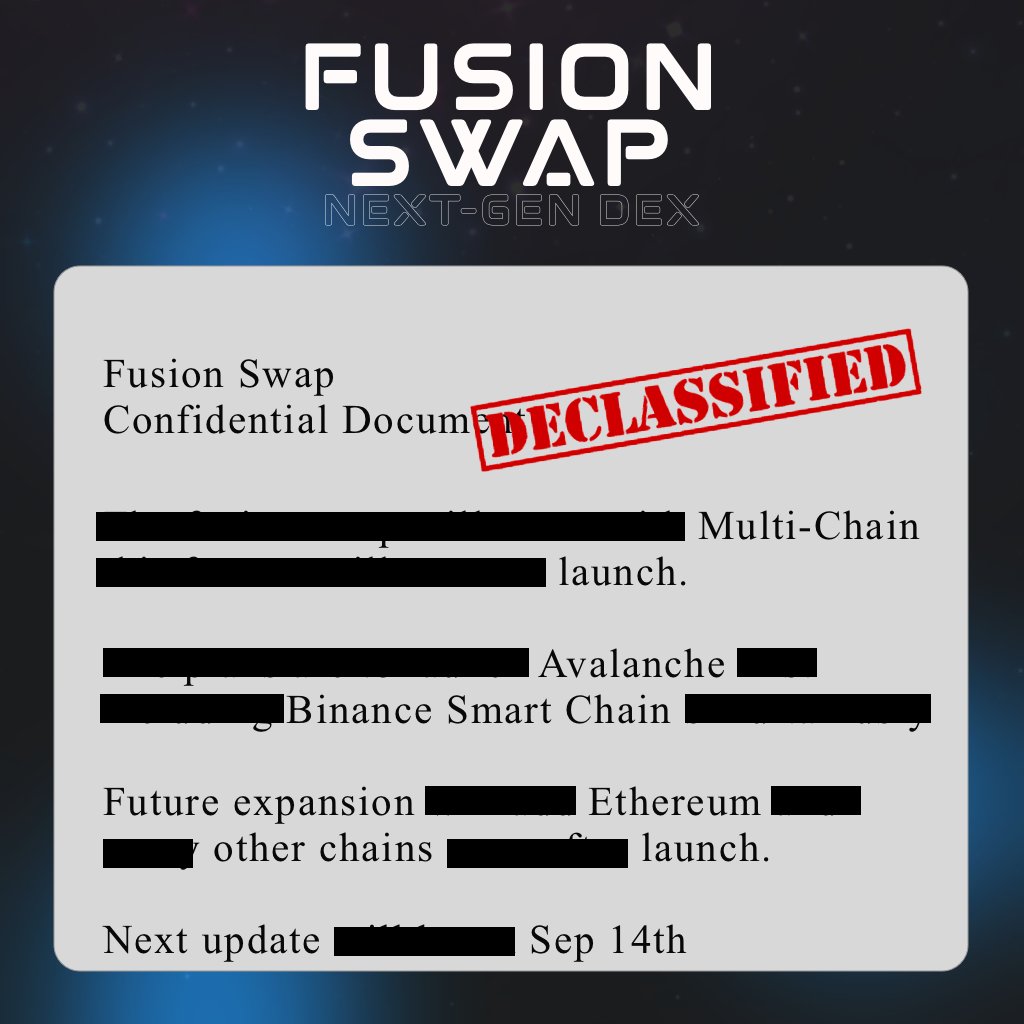 New Intel Drop:

Update 2 #: Fusion Swap will be Multi-Chain at launch

We are giving away $200 to one lucky person who does the following:

✅ Like &amp; RT
✅ Tag a project that needs a Stable-Price-Algorithm (SPA) on #AVAX or #BSC

$VALI #DeFi #AVAX #BSC #FusionSwap