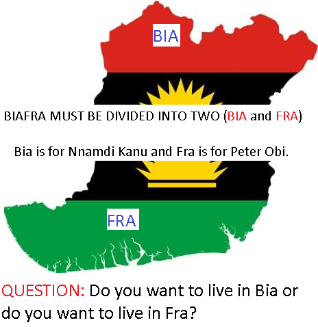 anna_lrig's tweet photo. @Nig_Newspapers @helpingpoorppl Okay, we are going to divide Nigeria. BIAFRAexit must come.
However, since the Igbos don't agree with each other, BIAexit must come, and FRAexit must come.
Those supporting Nnamdi Kanu will live in Bia, while those supporting Peter Obi will live in Fra.
What do you think? https://t.co/5zshfVrGst
