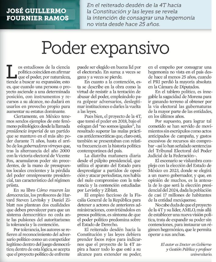 FournierG's tweet photo. Les invito a leer mi columna de hoy publicada en el periódico Reforma 👇🏼 https://t.co/z12XFyfxz4