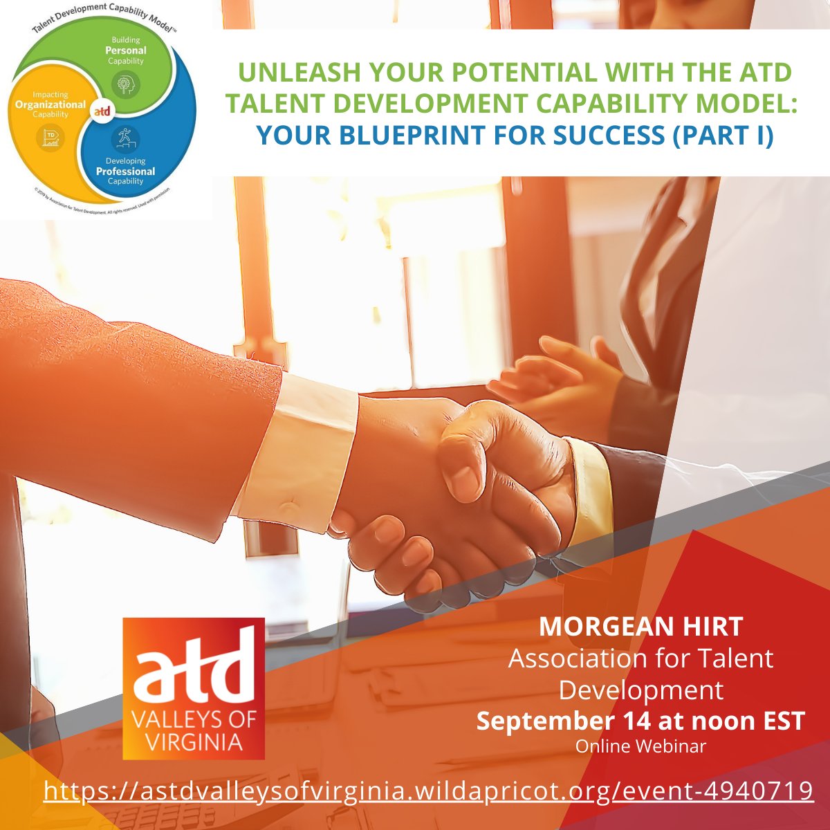 Join us online for a webinar, Wednesday, September 14 from 12-1 p.m. with presenter Morgean Hirt, to learn more about ATD's Capability Model and how you can harness can for your organization.

astdvalleysofvirginia.wildapricot.org/event-4940719

#atdvov