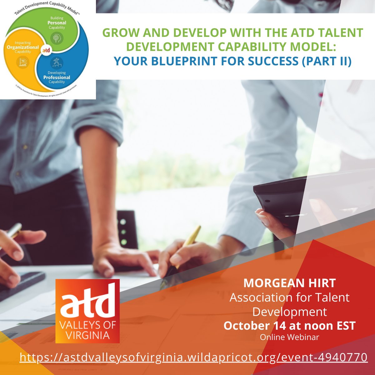 Join us online, Tuesday, October 4th from 12-1 p.m. for the second session of our special two-part series on the ATD Talent Development Capabilities Model facilitated by Morgean Hirt from the Association for Talent Development!

astdvalleysofvirginia.wildapricot.org/event-4940770

#atdvov