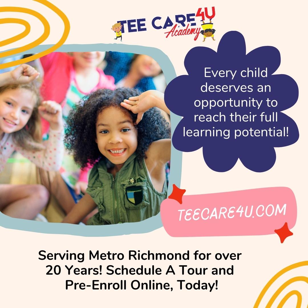 TeeCare4U's tweet image. We believe every child should have an opportunity to excel in education, &amp;amp; with the RIGHT environment - nothing is IMPOSSIBLE for your child. 
#TeeCare4U #EarlyLearningEducation #Toddlerprogram #Infantprogram #Preschool #Henrico ##scheduleatour