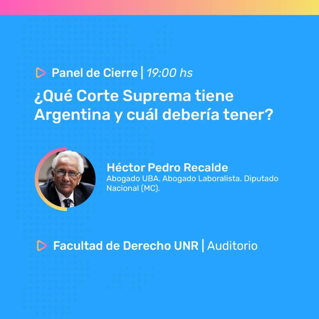 DerechoFederal's tweet photo. • Panel de Cierre:
⚖️¿Qué Corte Suprema tiene Argentina y cuál debería tener? ⚖️
📍Facultad de Derecho UNR - Auditorio 
¡Hoy! 19hs
¡No te lo pierdas! https://t.co/04Zb6i8LaP