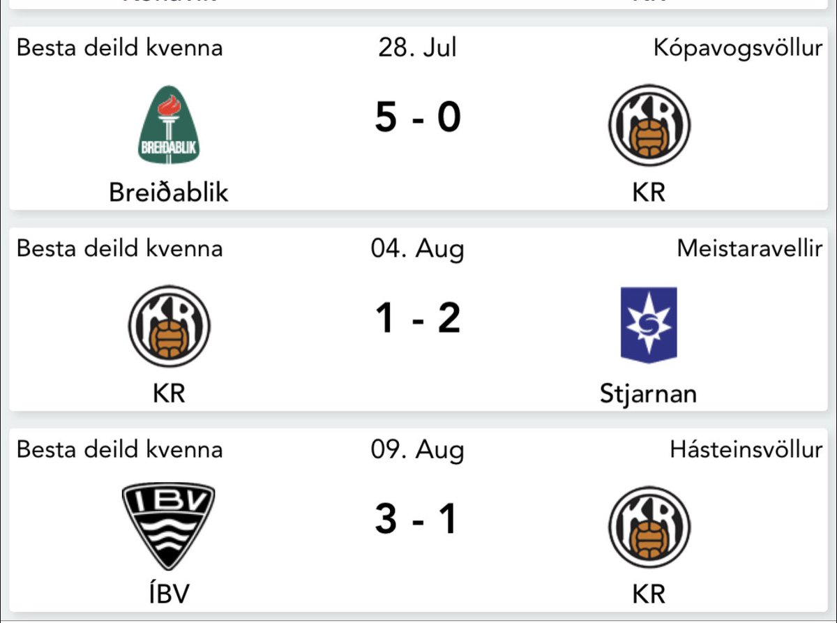 frá 20 júní til 8 sept spilaði KR kvennaliðið 3 leiki á 80 dögum - þær spiluðu loksins í dag #fotboltinet