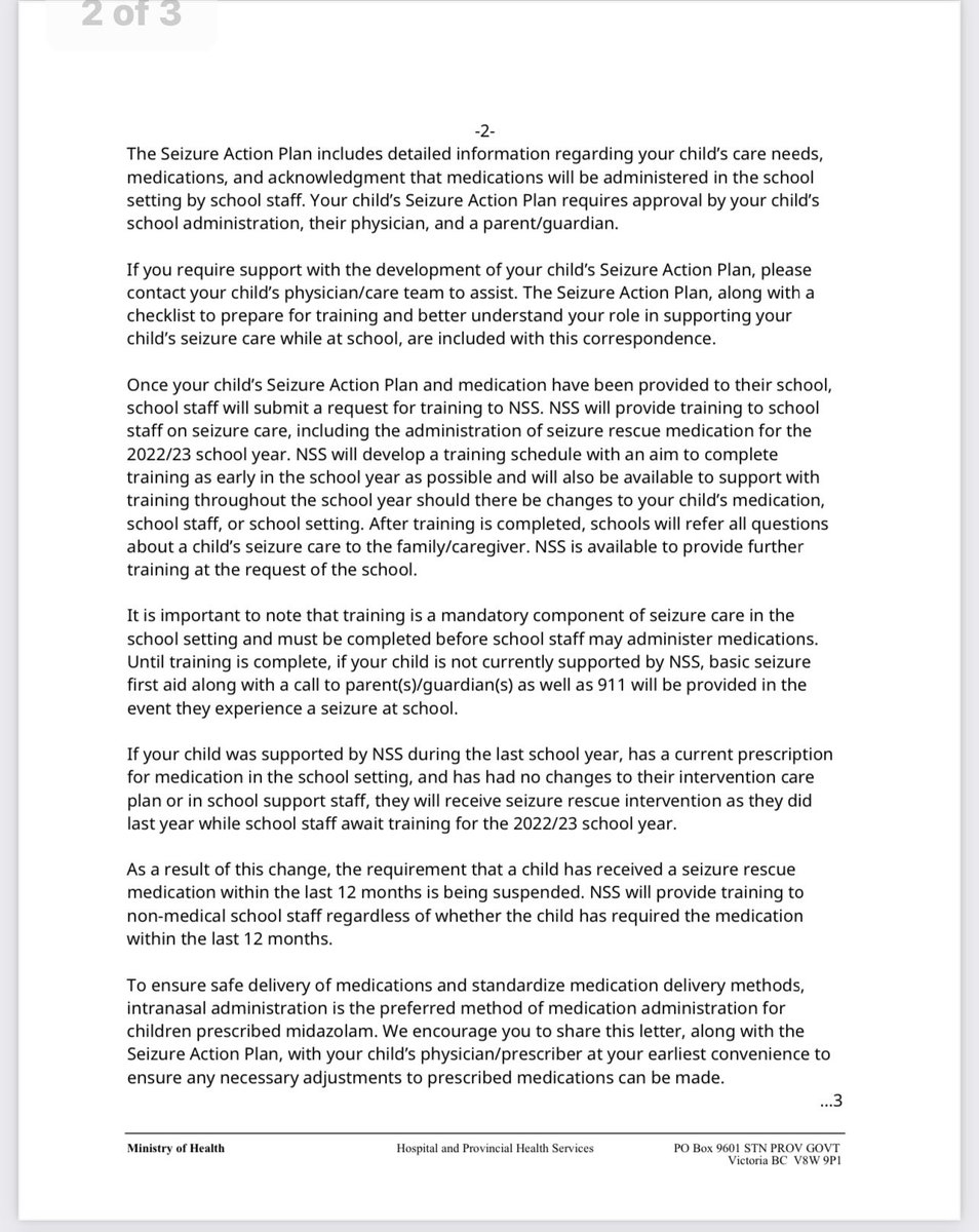 CUrquhartGlobal's tweet photo. #breaking. An apparent about face from Ministry of Health. It has just sent this letter to parents whose kids need medication for seizures. @GlobalBC https://t.co/cz2qNCXW6T