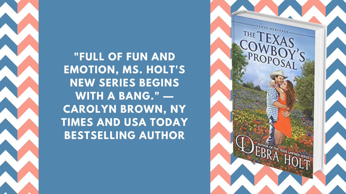 My new Texas Heritage Series launches 9/1 with The Texas Cowboy’s Proposal. "Full of fun and emotion, Ms. Holt's new series begins with a bang." - Carolyn Brown, NY Times &amp; USA Today bestselling author 

Get your copy at amzn.to/3wy1cAY or wherever you buy e-books!