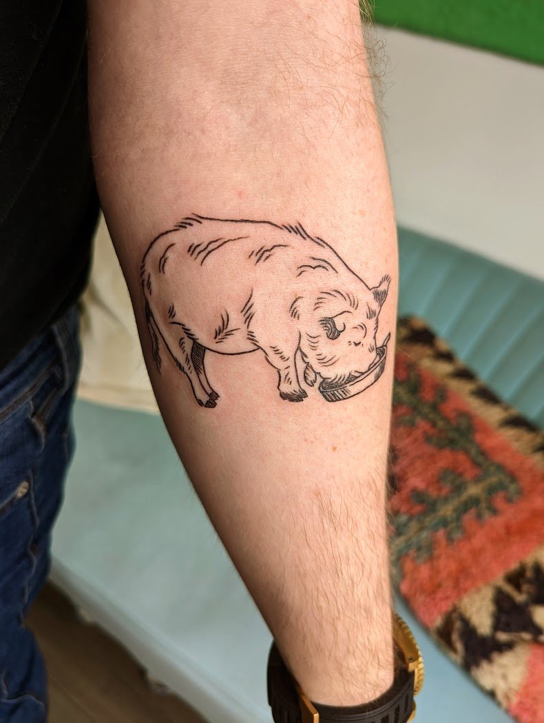 cute neotraditional tattoo design of a pig made from | Stable Diffusion