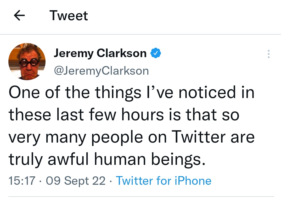 PaddyDuffy's tweet image. The producer Jeremy punched and racially abused for not having hot food ready (because Jez was so pissed / late he had to get a helicopter to stand a chance of making the shoot on time) had to drive himself to A &amp;amp; E. I feel like this gets too frequently forgotten