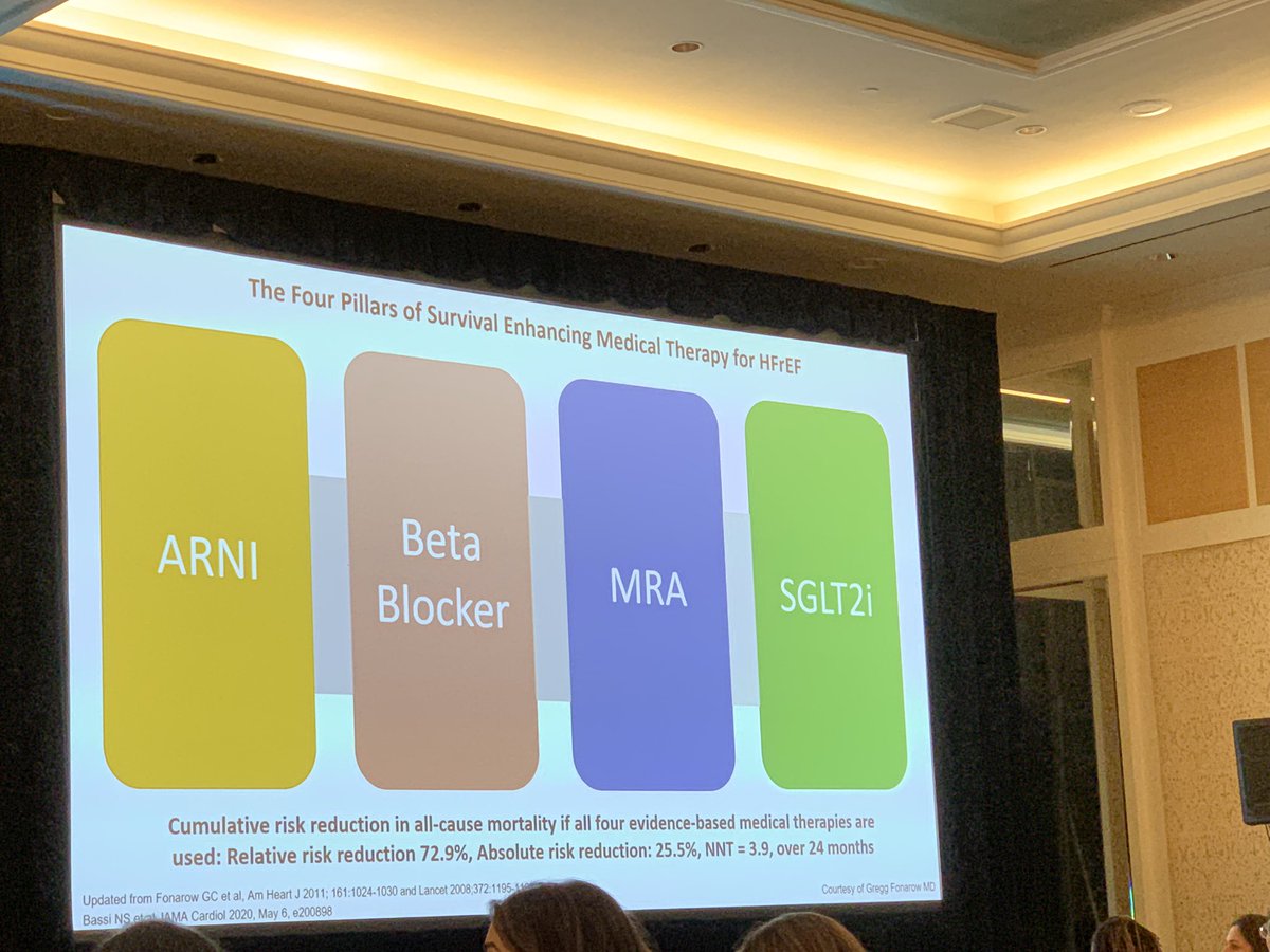 MonSangh's tweet photo. Amazing educator @MKIttlesonMD discusses sex differences in HF tx
🔸🚺 underrepresented in HF trials (~20%)
🔸4 pillars in HFrEF (BB, ARNI, MRA, SGLT2)
🔸Dig trials remind that dosing shouldn’t always be the same in 🚹&🚺
🔸Consider ARNI with MRA & SGLT2 in 🚺 with HFpEF
#CHMC https://t.co/l9uw71qZO8