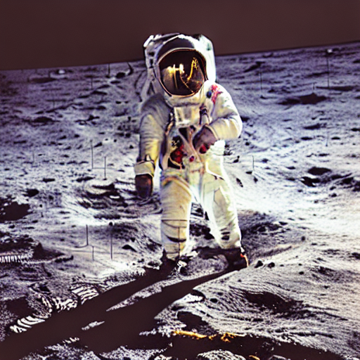 codeshaunted's tweet photo. @StabilityAI's #StableDiffusion seems to be overfit on a single Apollo 11 photo whenever "moon landing" is in the prompt. First is the original Apollo photo, following are outputs from SD v1.5 for "a photo of a moon landing". @EMostaque any chance you guys fix stuff like this? https://t.co/MiF7aNVReN