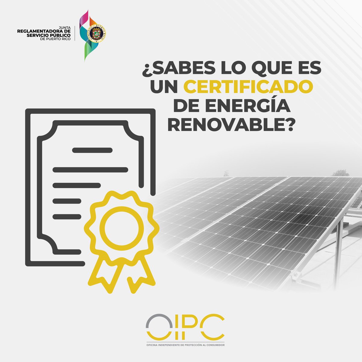 OIPCPR's tweet photo. Es un bien mueble que constituye un activo o valor mercadeable, que puede ser comprado, vendido, cedido y transferido y que representa el equivalente de un megavatio-hora de electricidad generada por una fuente de energía renovable. #OIPCTeOrienta @EnergiaNEPR @JuntaJRSP https://t.co/q01Gr97VKh