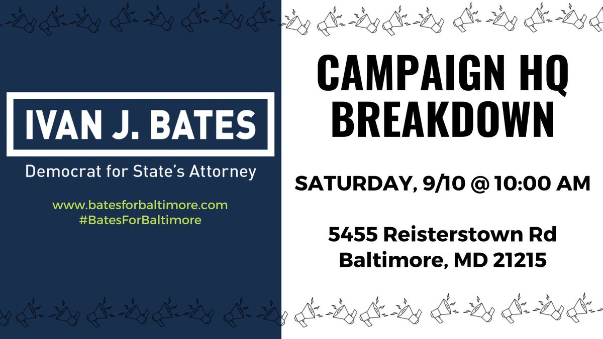 ivanjbates's tweet photo. Do you have some time tomorrow morning? Team Bates for Baltimore will be breaking down our campaign HQ into some trucks, and could use your help! 10 AM, 5455 Reisterstown Rd. #BatesForBaltimore https://t.co/SBS0qlN2zd