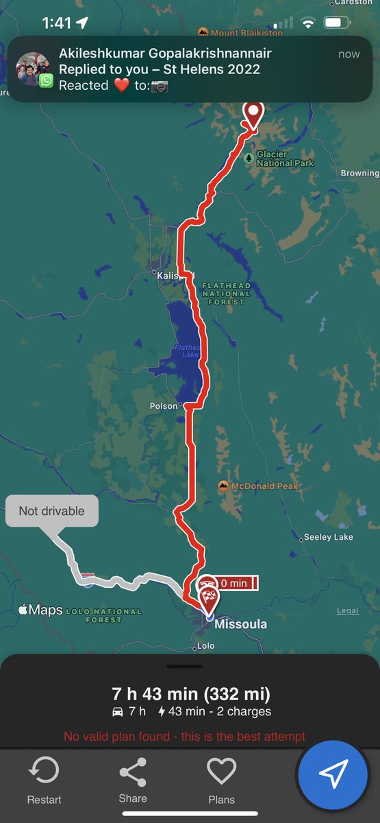 jeenie's tweet photo. @TeslaCharging Ability to go Glacier national park without crossing Canada border https://t.co/QpmEJdNcVR