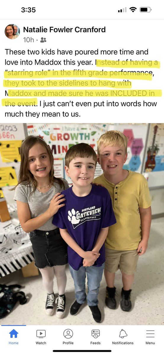 208j_watson's tweet photo. Read the highlighted text over and over and over again. Not only do these students pour time and love into Maddox, they teach others how to do the same. By golly, if kids can be this compassionate and empathetic, adults can too. https://t.co/xLvj8Ajv1o