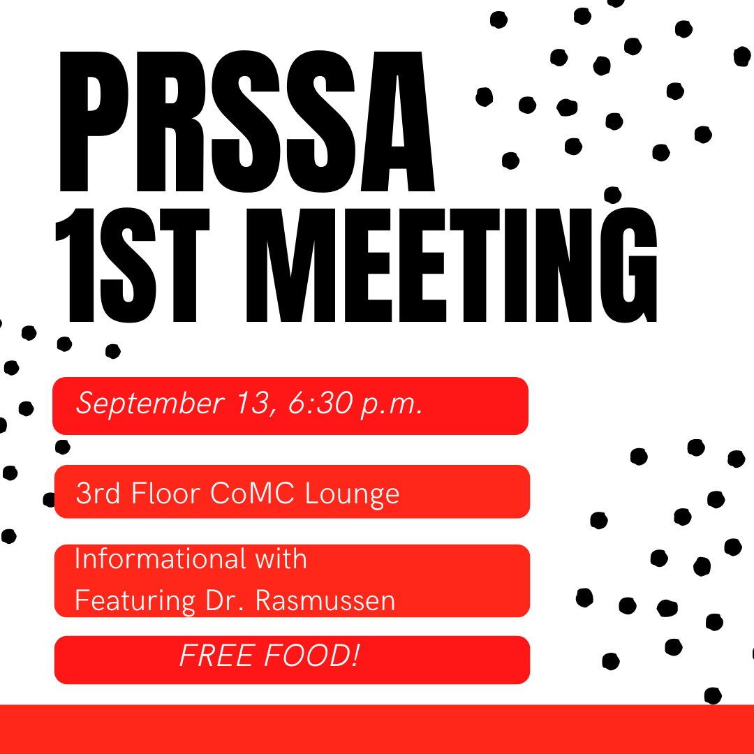 TexasTechPRSSA's tweet photo. Join us for our fist meeting of the year!! 
September 13th @ 6:30 p.m. 
- In the 3rd floor of COMC.
- Featuring Dr. Rasmussen!!
- Free food provided!!
We hope to see you there :)
#TTU #prssa #prsa #meeting https://t.co/bpVB8OPyY9