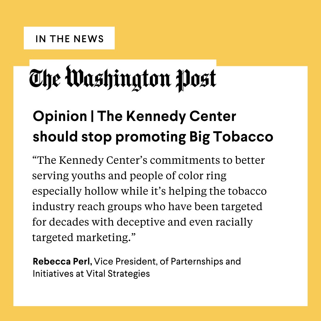 VitalStrat's tweet photo. The @kencen is taking large donations from some of the world’s biggest tobacco corporations. Writing in @washingtonpost, we call on the center to stop taking money from manufacturers of this deadly, addictive product. Read our op-ed: https://t.co/4dAzefXCdo https://t.co/JMZaZBKffx
