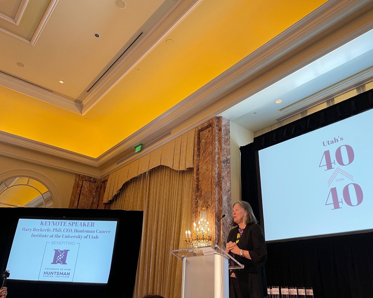 HCI's CEO, Mary Beckerle, PhD, had the opportunity to be the keynote speaker at the inaugural Utah's 40 over 40 Awards gala today. We are grateful to Utah's 40 over 40 for recognizing Dr. Beckerle and for raising money for the Huntsman Cancer Foundation.