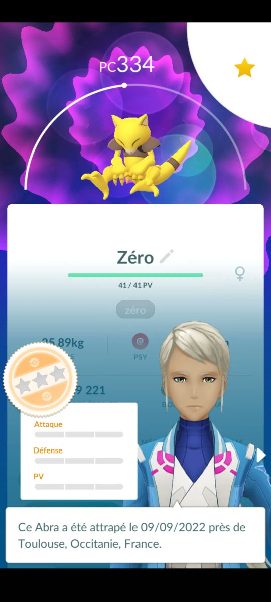 PoGoToulouseTSR's tweet photo. **MUNYUNYU** Aujourd'hui j'ai attrapé un abra avec 0/0/0 d'IV. C'est encore plus rare que les pokémons parfaits ! Il a maintenant rejoint ma petite collection de pokémons 0%. #pokemongo #pokemonzero https://t.co/2jRDzRjs0w