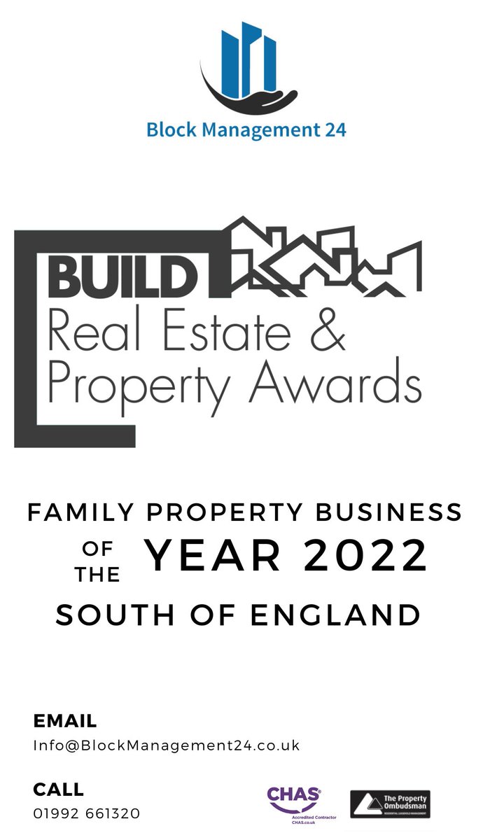 ManageMyBlock24's tweet image. Family Property Business of the Year 2022 - South of England 🥂 🍾 #businessaward #business #hertfodshire #essex #london