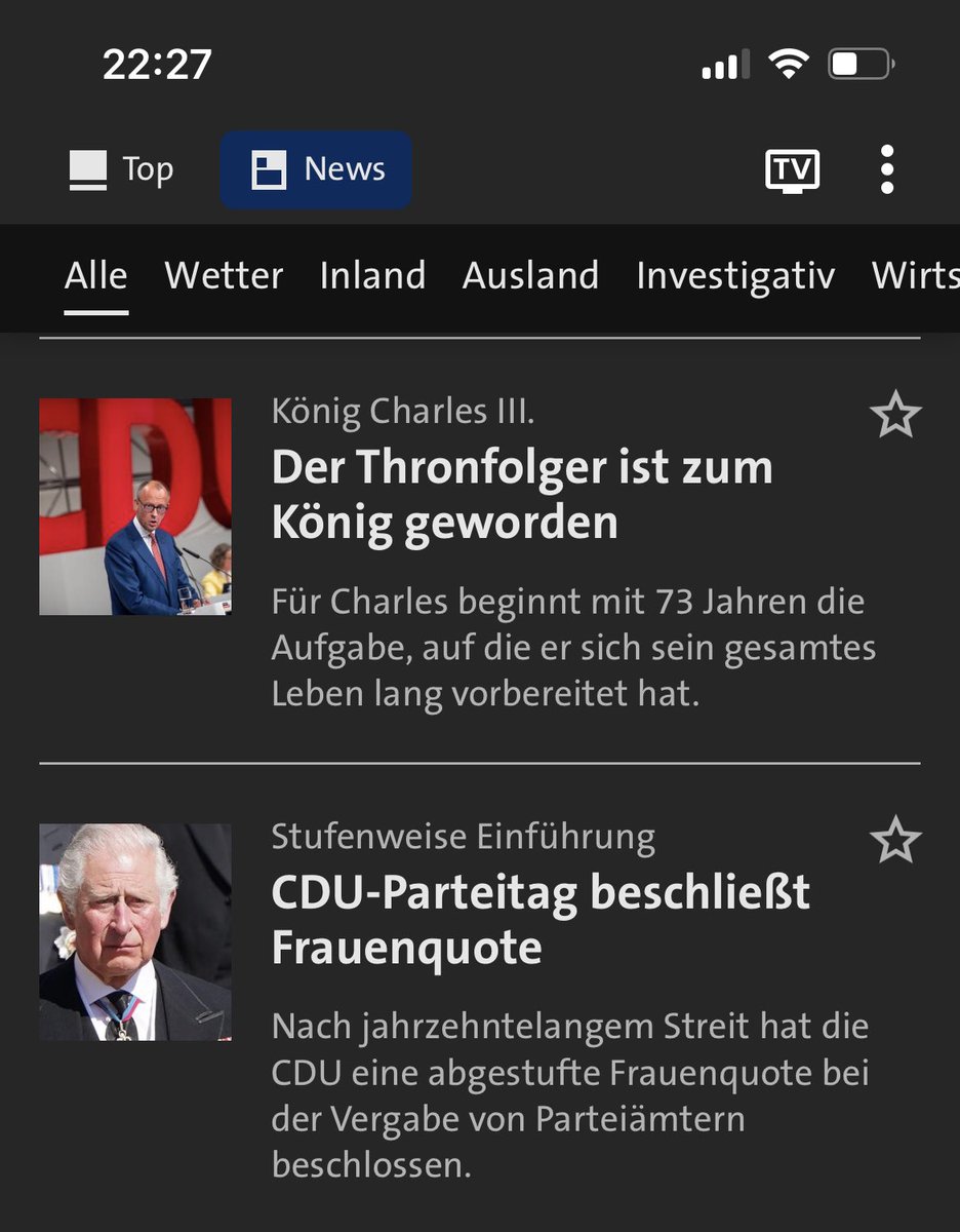 Steffi Dobmeier (@sdobmeier) on Twitter photo Da ist man ein paar Stunden mal nicht online - und schwups .. ist <a href="/_FriedrichMerz/">Friedrich Merz</a> König. Wow.
<a href="/tagesschau/">tagesschau</a> Da ist man ein paar Stunden mal nicht online - und schwups .. ist <a href="/_FriedrichMerz/">Friedrich Merz</a> König. Wow.
<a href="/tagesschau/">tagesschau</a>