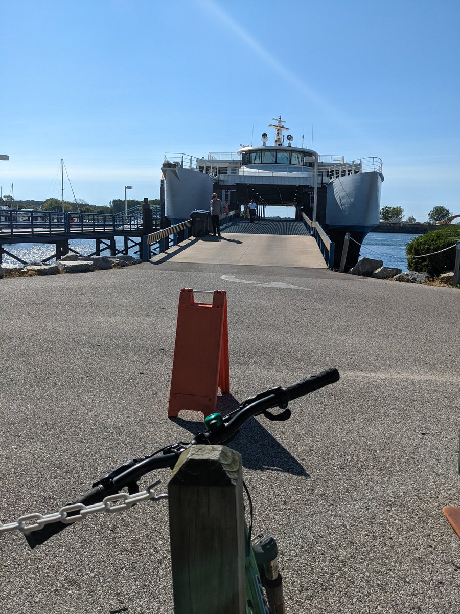 RyanThompson's tweet photo. First! Headed back to #Wisconsin from #Michigan via bike🚲... and boat. ⛴️ @LakeExpress #lakeexpress #MKE https://t.co/T0KXm62WbB