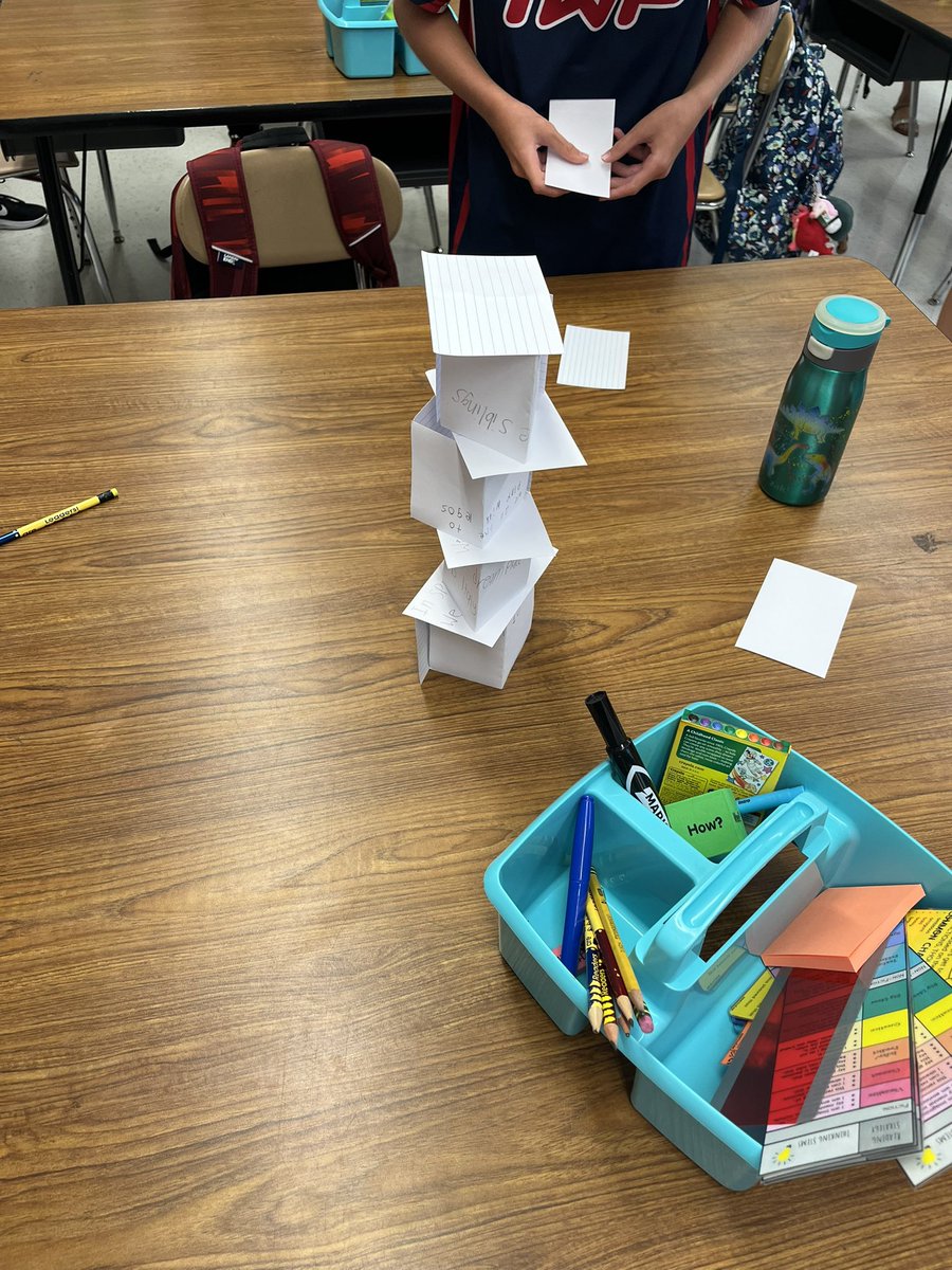 MissDobzanski's tweet photo. One of the community building activities we did was the common index card activity. The team members had to find things they all had in common to earn an index card, then they would use their index cards to build a tower. Great activity to find similarities and practice teamwork! https://t.co/5TWVY0FbBa