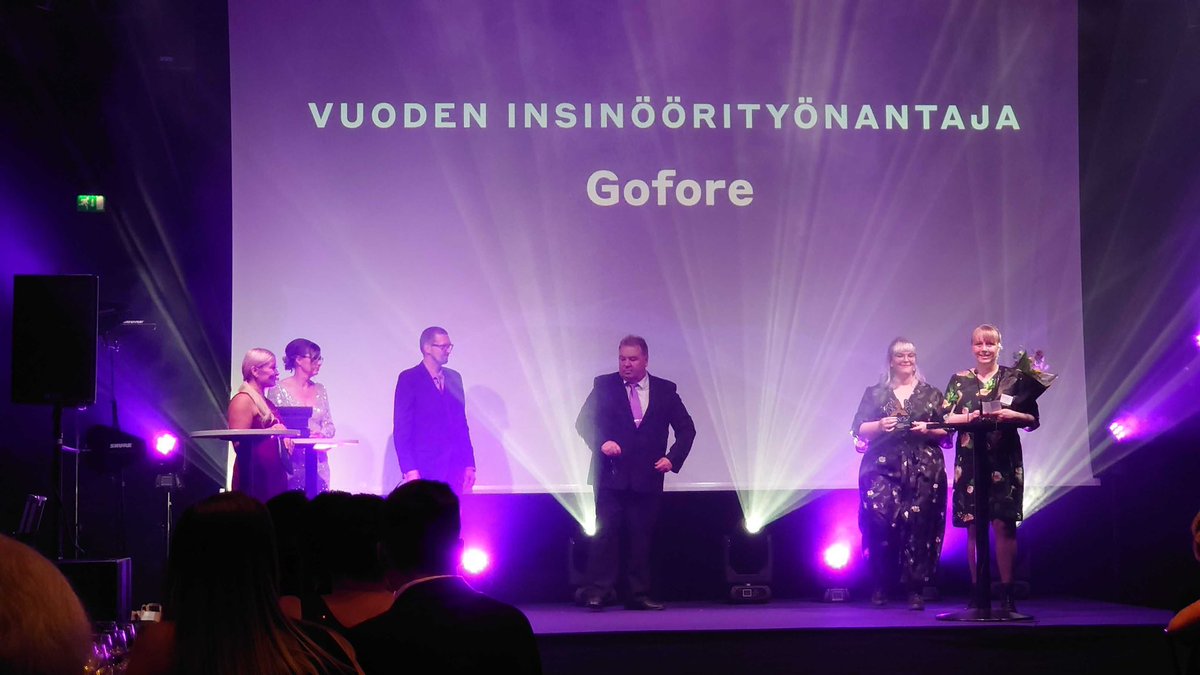 sivulanne's tweet photo. Wau! @GoforeGroup on vuoden insinöörityönantaja 🏆Kiitos tunnustuksesta @insinooriliitto. Palkinto tuli meille työelämän kehittämisestä ja innovatiivisesta palkkamallista.
#GoforeCrew #Insinöörigaala https://t.co/U4uNigVuIb