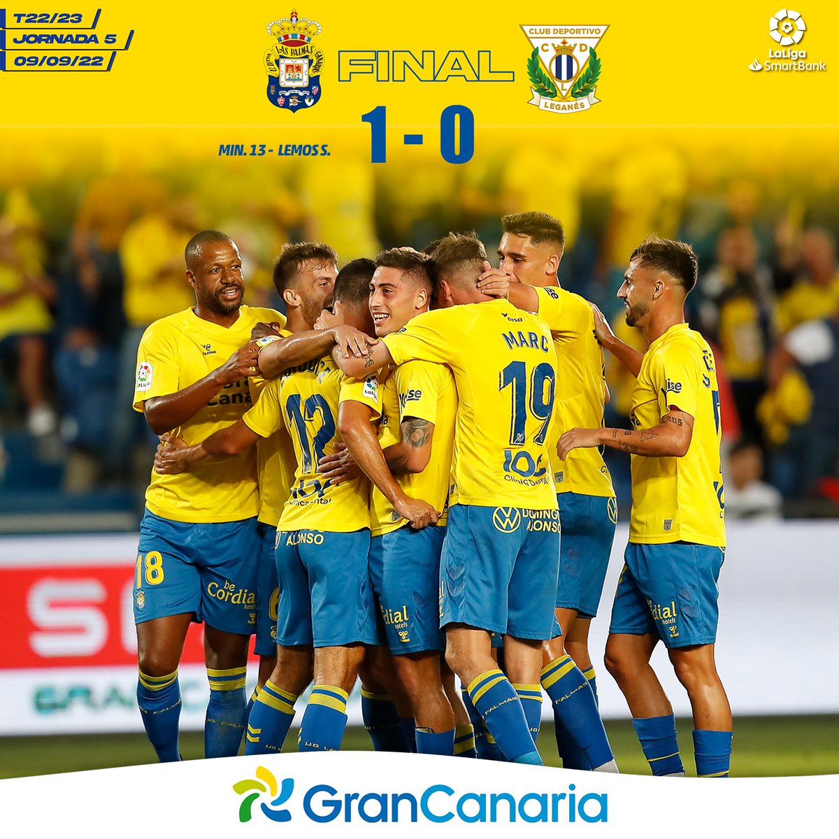 UDLP_Oficial's tweet photo. 🔚 ¡𝗙𝗜𝗡𝗔𝗔𝗔𝗔𝗔𝗟 𝗱𝗲𝗹 𝗽𝗮𝗿𝘁𝗶𝗱𝗼 𝘆 𝗩𝗜𝗖𝗧𝗢𝗥𝗜𝗔! 💛💙

😍 ¡ENORME nuestro equipo, los tres puntos se quedan en Gran Canaria, #ArribaDellos! 💪🏽🐥🐥

#LasPalmasLeganés | #LaUniónHaceLasPalmas https://t.co/br6CaZ6jj5