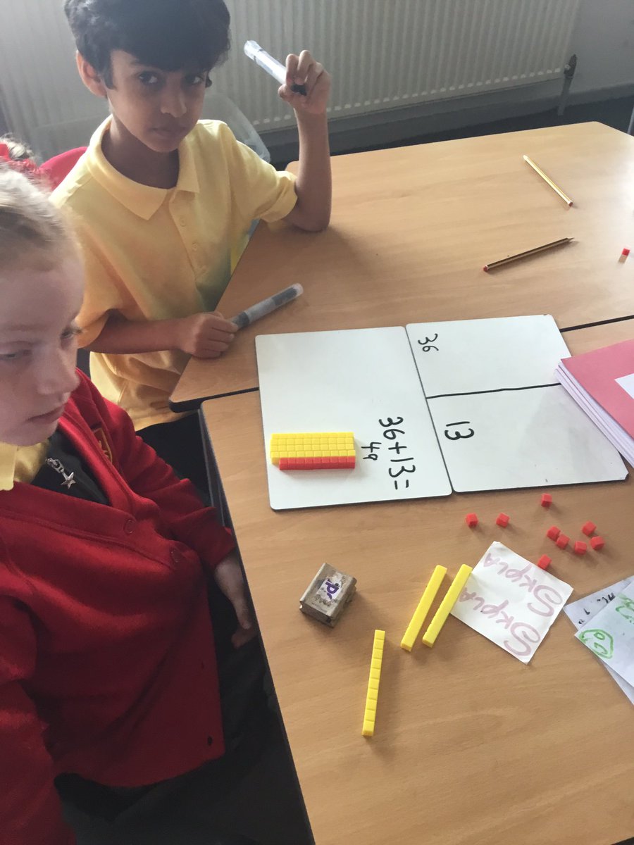 year4phoenix's tweet photo. Year 4 used base 10 to support them with their calculations. The visual representation helped to secure the children’s knowledge and understanding of addend + addend = sum https://t.co/aAcByDgaRQ