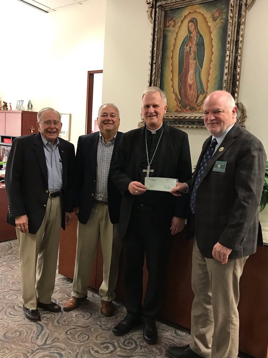 The Knights Of Columbus stopped by my office today to give me a check for funding vocations! Thanks brother Knights! #KofC #Vocations