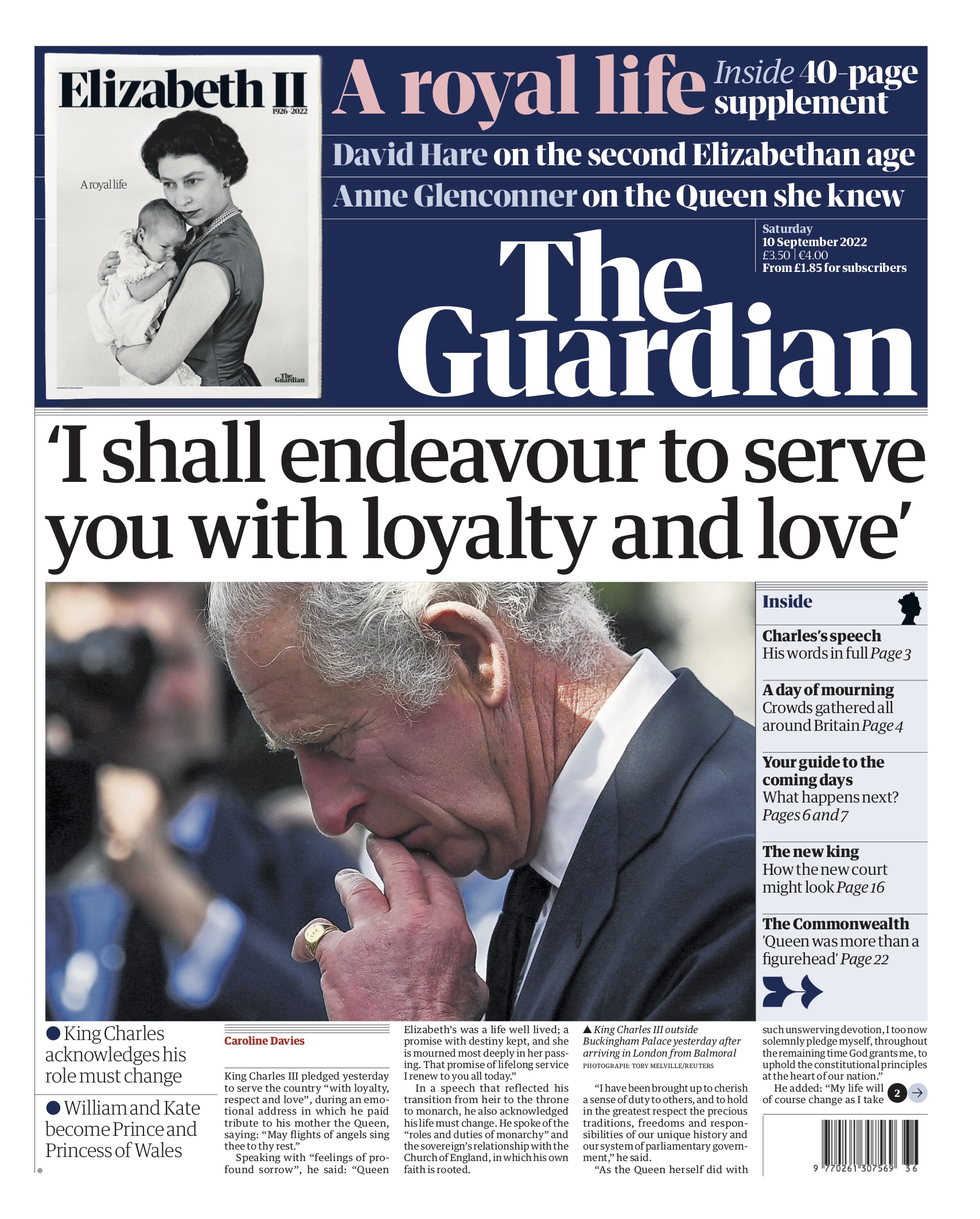 Guardian news on Twitter "Guardian front page, Saturday 10 September
