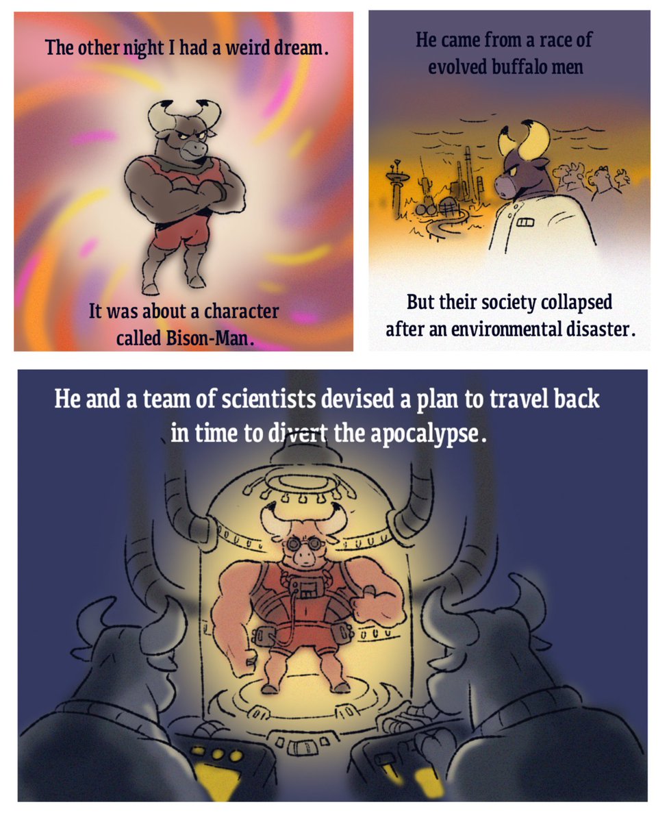 evantickles's tweet image. I had a dream about Bison-Man.