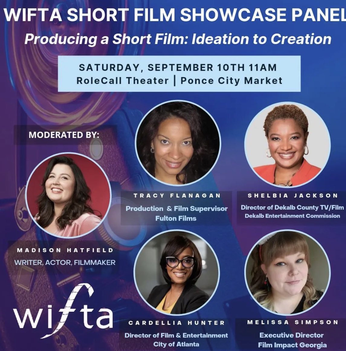 Fulton_Films's tweet photo. @FultonFilmsGA is excited to join the @WIFTAtlanta #shortfilm Showcase Panel with @ATLFilmEnt &amp; @dekalbentertain on Saturday. Join us! 🎬🎥 #wifta #filminfulton https://t.co/VAXRbYLmmR