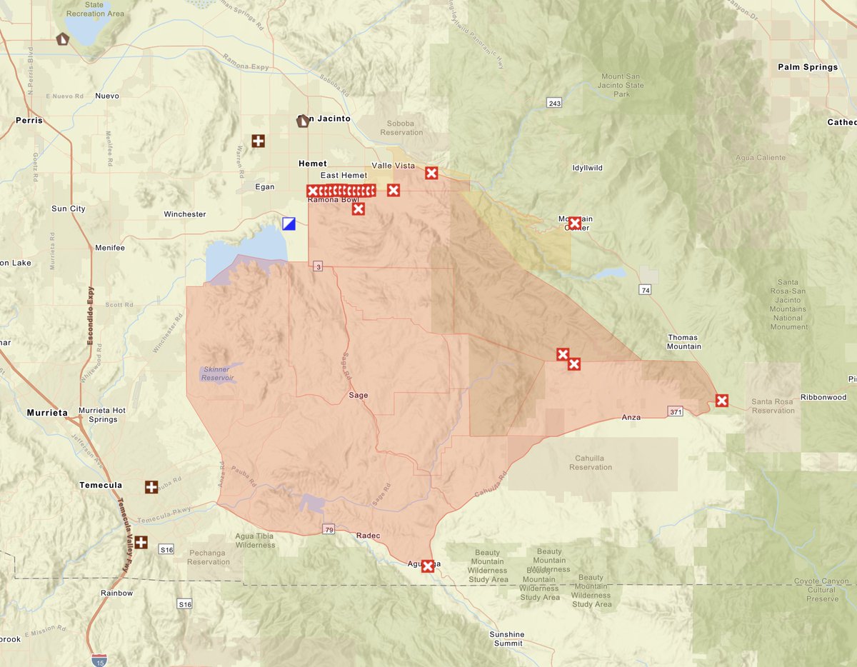 CALFIRERRU's tweet image. **NEW EVACUATION MAP AVAILABLE**

All evacuation orders and warnings remain in place.

A new map has been established for the #FairviewFire.  Some boundary lines have changed, stay alert to your location and current evacuation status.

arcg.is/0Sa5DG0