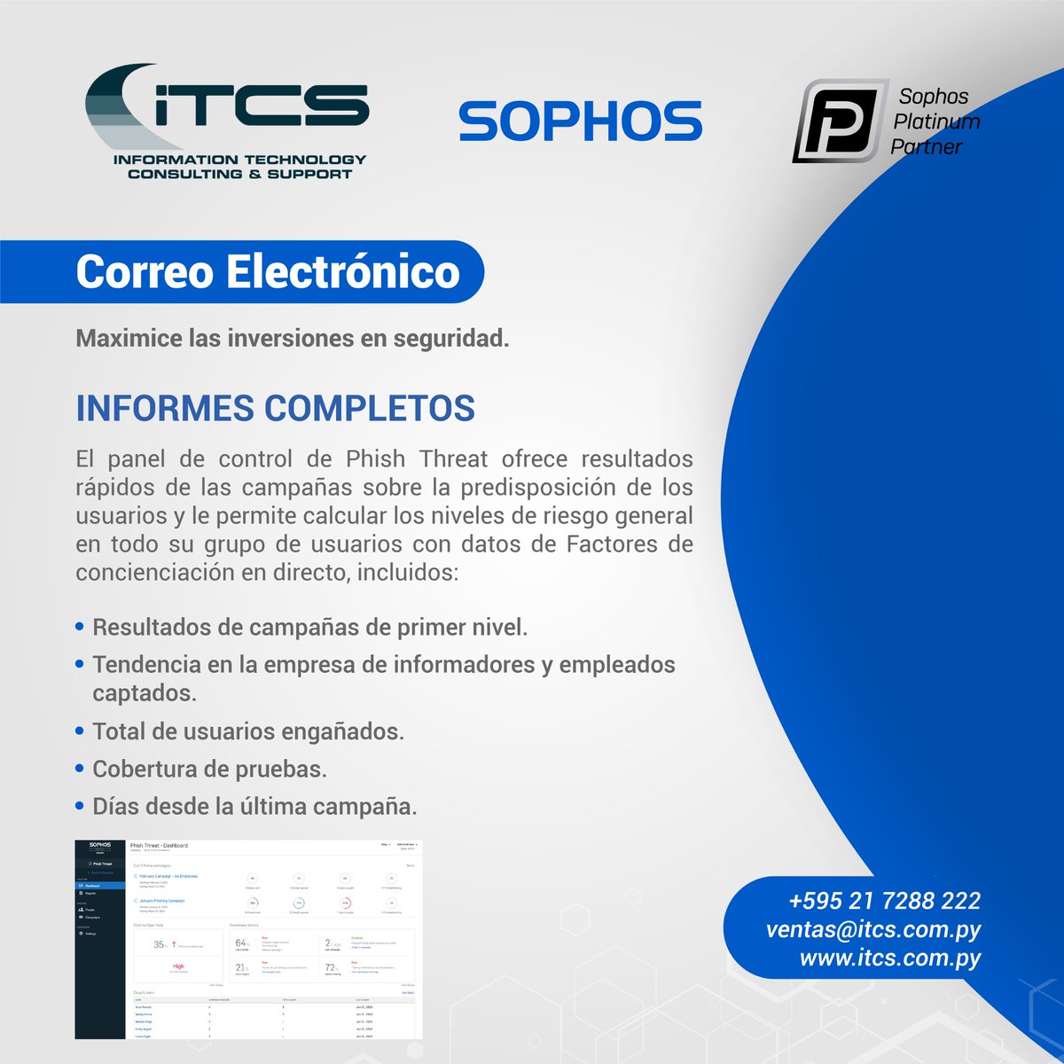 itcssa's tweet photo. Infórmese exhaustivamente sobre el estado de seguridad de su empresa y demuestre el ROI real con resultados a demanda en un panel de control intuitivo.

#Sophos #SophosEmail #Email #Seguridad #Security #Proteccion #Protection #Ciberseguridad #Cybersecurity #Phishing #IT #Malware https://t.co/r4rTFUOqEE