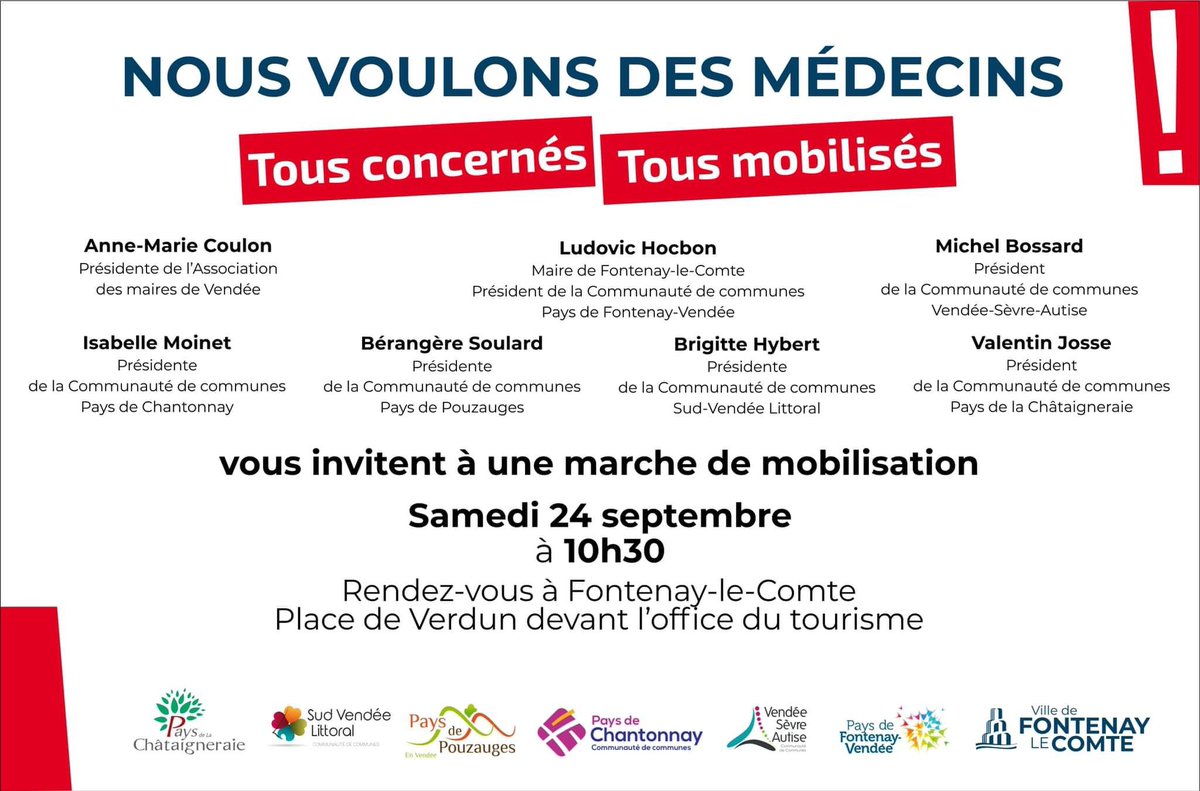 Fontenay_100's tweet photo. L’équipe municipale du groupe @Fontenay_100 sera présente auprès de son maire @LudovicHocbon et les élus du territoire pour cette manifestation de soutien à l’arrivée de nouveaux médecins et de personnels soignants sur notre territoire !
Rdv le 24/09 à 10h30 à @VilleFontenay https://t.co/ZKXUzh5qd8